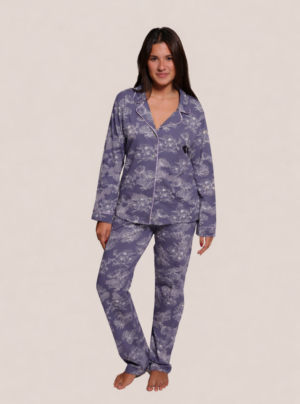 Noor Printed Stretch Cotton Long PJ Set