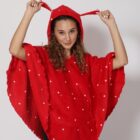 red hooded pancho