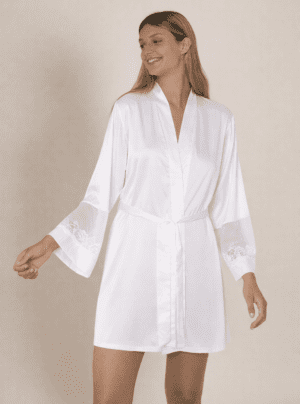 Satin Robe With Lace