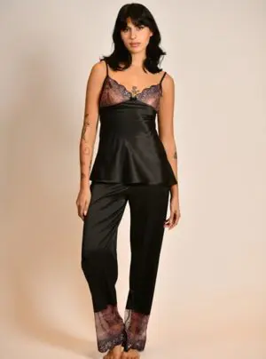 Satin Pyjama With Lace