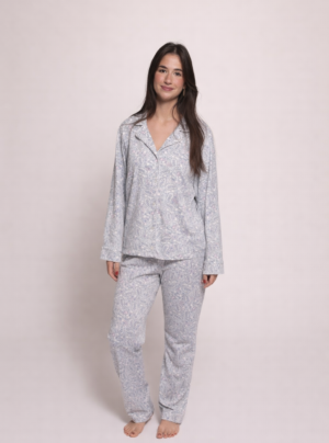 Noor Printed Stretch Cotton Long PJ Set