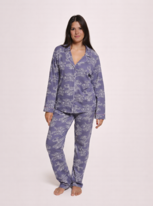 Noor Printed Stretch Cotton Long PJ Set