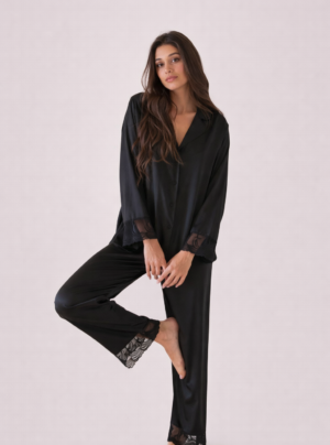 Satin Pyjama With Lace