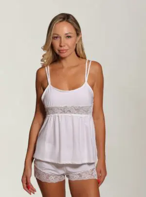 Stretch satin Short & Top With Lace
