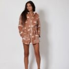 women's zip up fleece robe