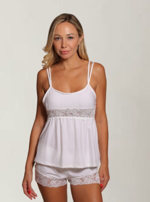 Stretch satin Short & Top With Lace